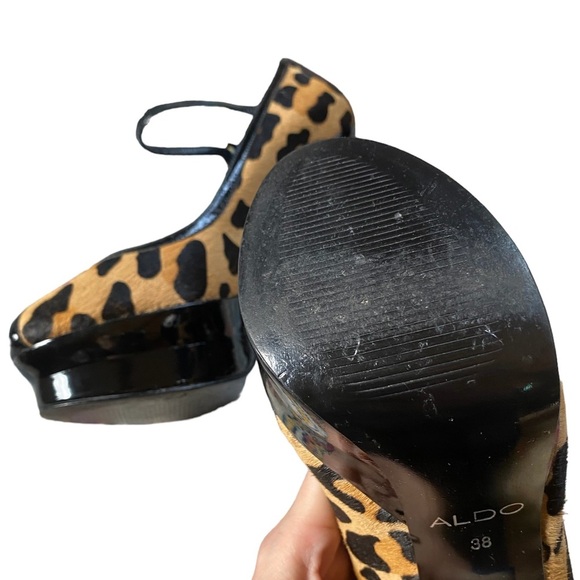 ALDO Leopard Print Pony Hair Peep Toe Platform - Picture 6 of 9